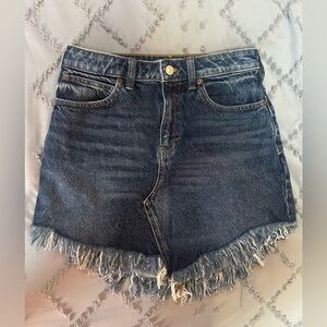 Denim Frayed Hem Skirt